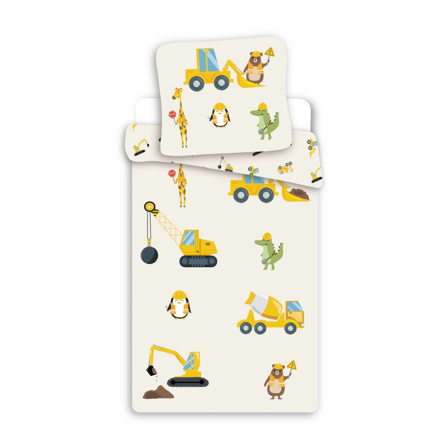 Bettwäsche "Baumaschinen" aus 100% Baumwolle - 100x135 & 40x60